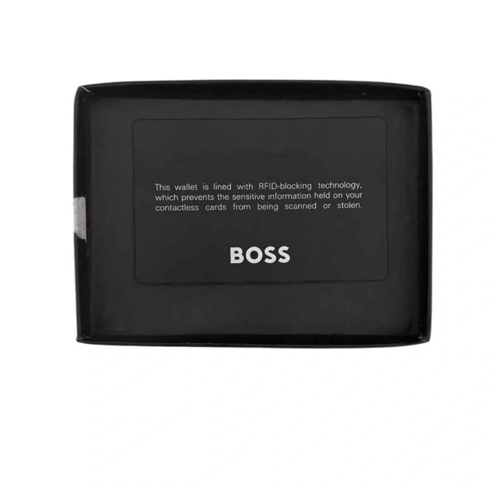 BOSS | Zair Money Clip | Black Leather Wallet | Silver Hardware | NWT